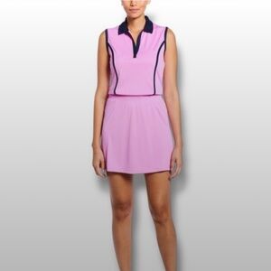 Callaway Women's Sleeveless Golf Polo Dress Pink Navy Trim
Sz XL Colorblock